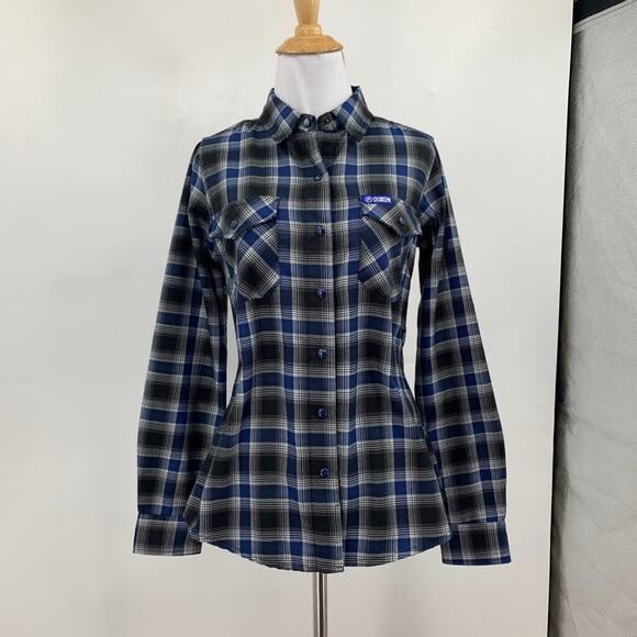 Dixxon Shirt Womens S Small Navy Black Snap Buttons Performance Flannel Company - Picture 2 of 13